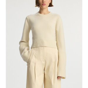 Alc Ltd 'Clover' White Crew Neck Long Sleeve Wool Sweater Size S